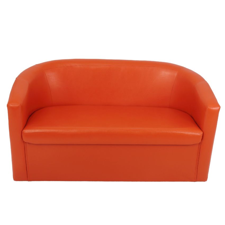 Canapea olga, portocaliu, piele ecologica, 130x68x68 cm