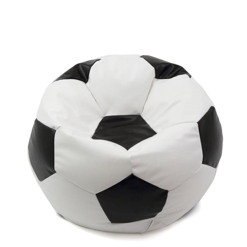 Fotoliu tip minge baby ball, bean bag, alb-negru, imitatie piele, 59 cm