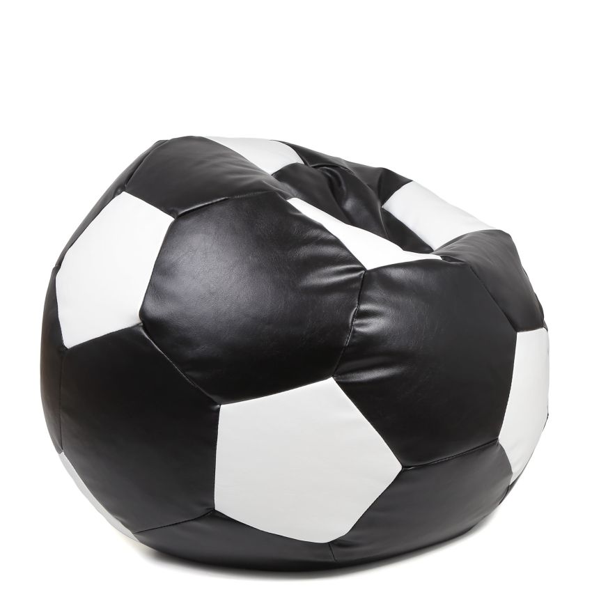 Fotoliu tip minge baby ball, bean bag, negru-alb, imitatie piele, 59 cm