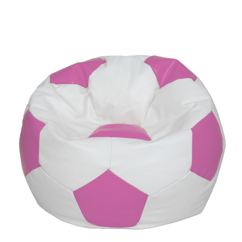 Fotoliu tip minge mondo ball, bean bag, alb-roz, imitatie piele, 74 cm