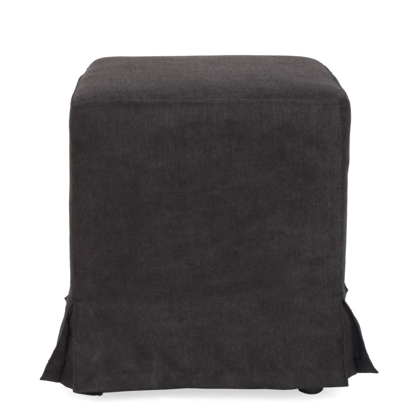 Husa taburet cube, negru, stofa, 38x45x38 cm
