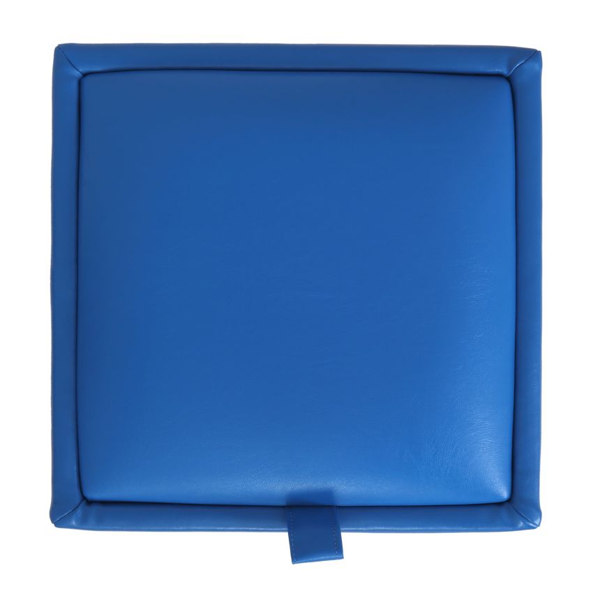 Taburet box, albastru, imitatie piele, 41x37x37 cm