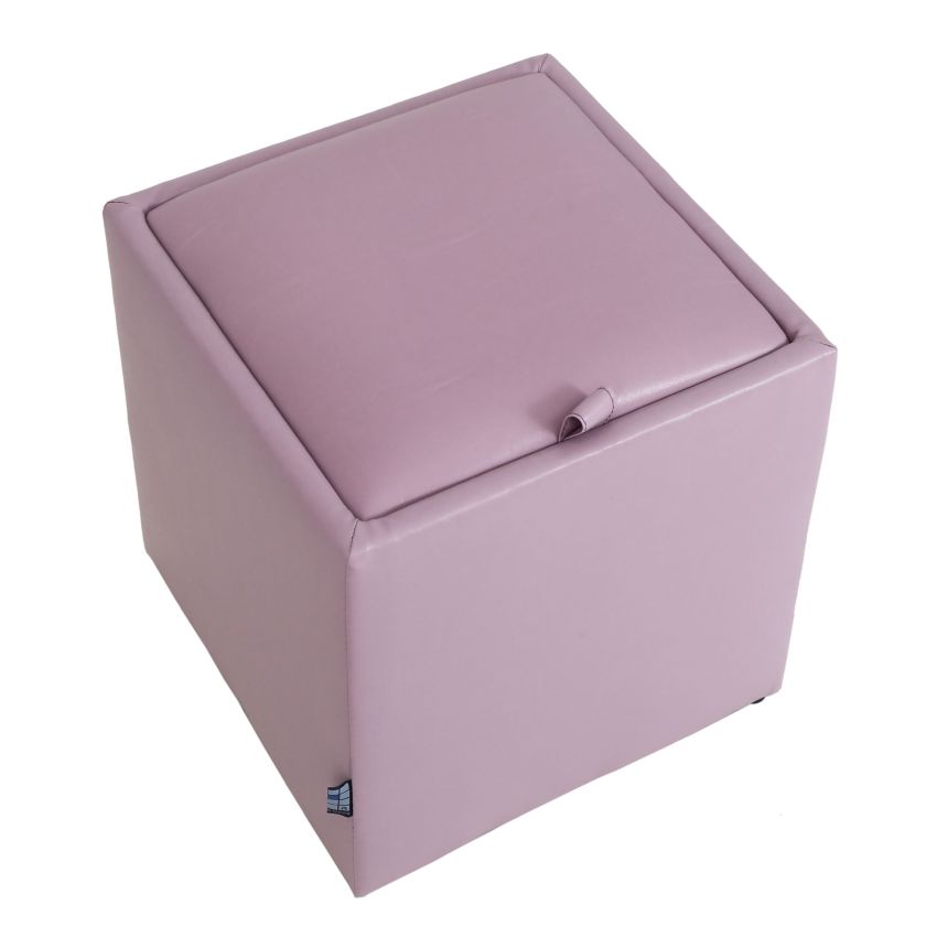 Taburet box, mov, imitatie piele, 41x37x37 cm