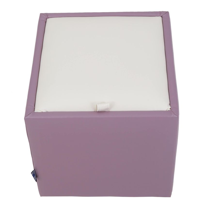 Taburet box, mov-alb, imitatie piele, 41x37x37 cm