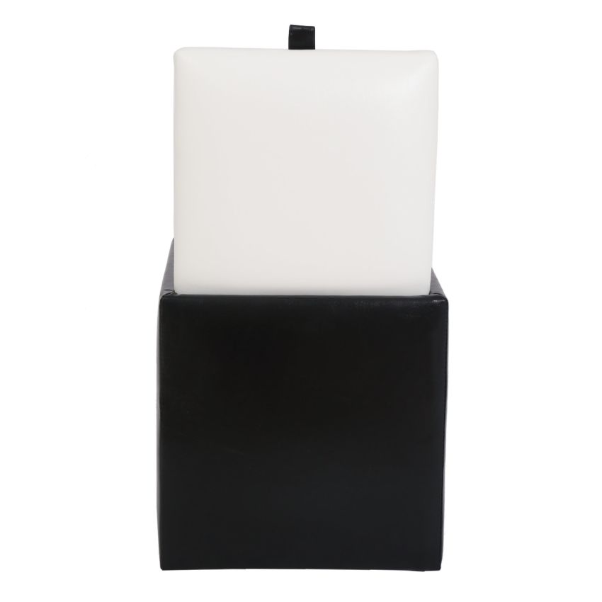 Taburet box, negru-alb, imitatie piele, 41x37x37 cm