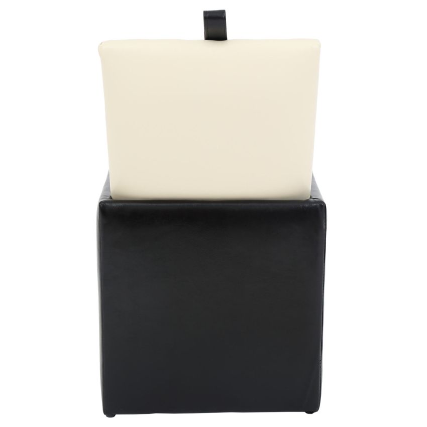 Taburet box, negru-crem, imitatie piele, 41x37x37 cm
