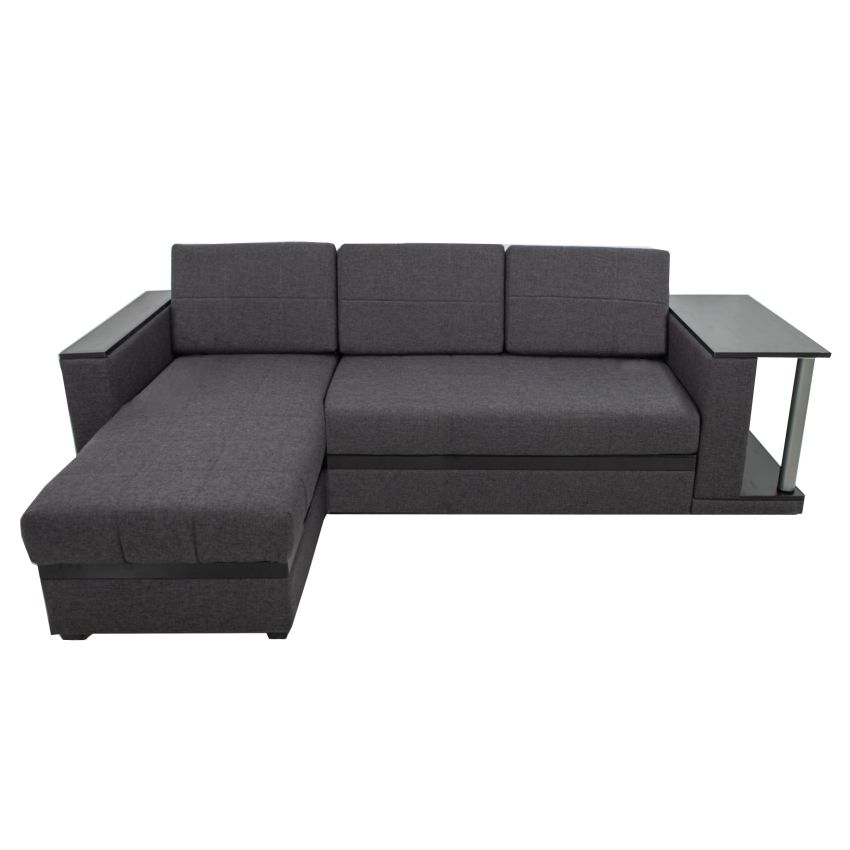 Coltar extensibil, atlanta, cu lada de depozitare, culoare gri, 263x160 cm