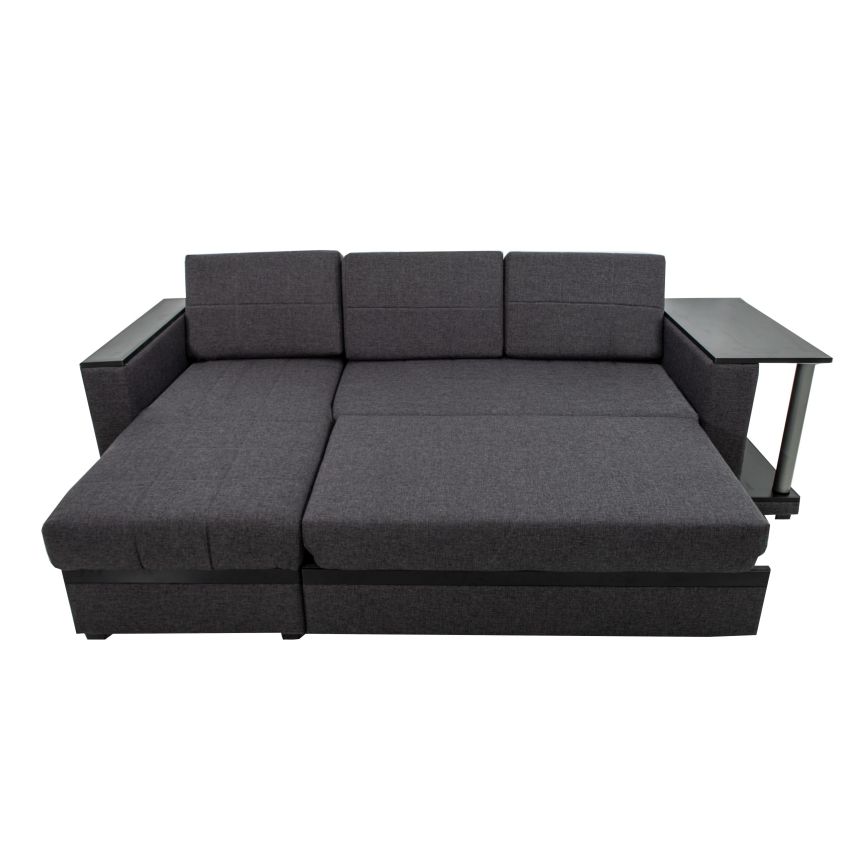 Coltar extensibil, atlanta, cu lada de depozitare, culoare gri, 263x160 cm