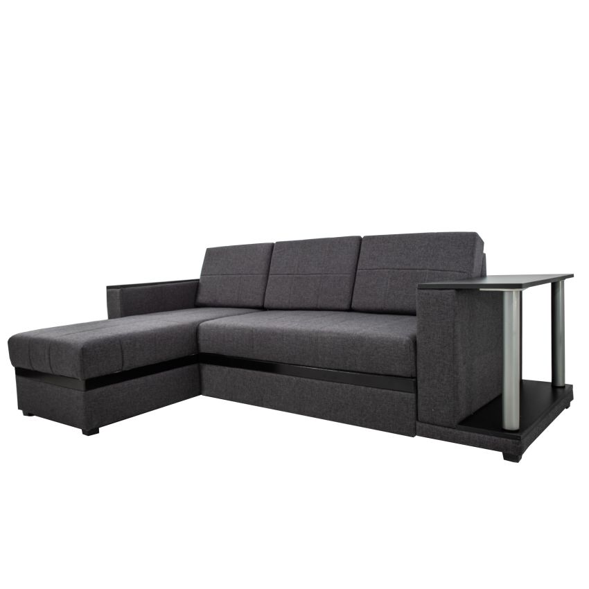 Coltar extensibil, atlanta, cu lada de depozitare, culoare gri, 263x160 cm