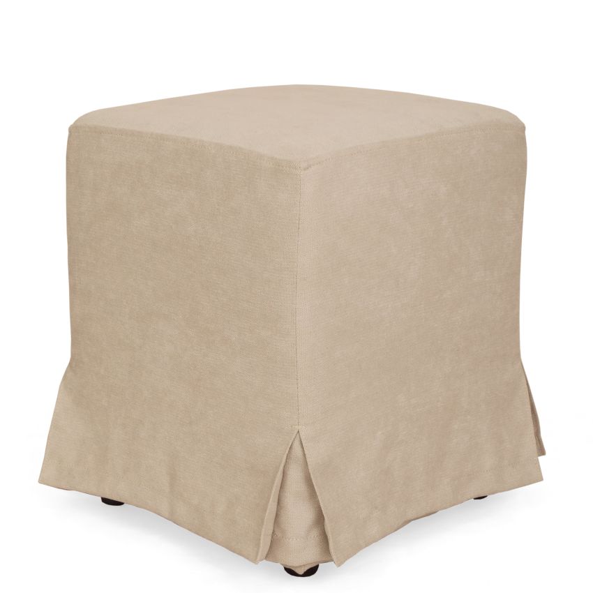 Husa taburet cube, crem, stofa, 38x45x38 cm