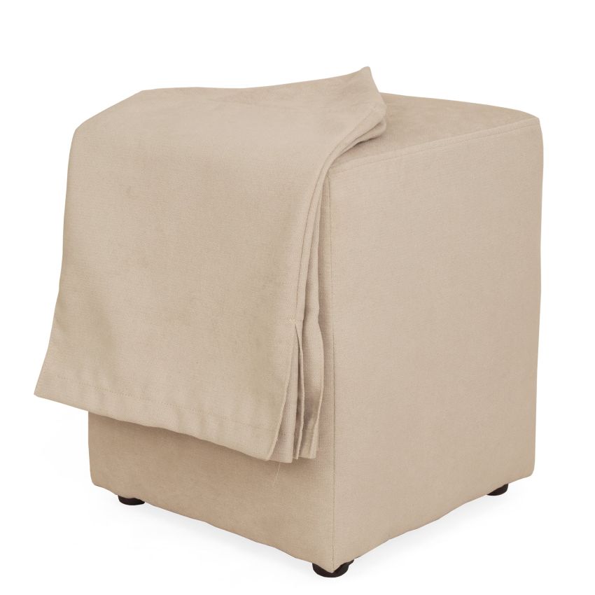 Husa taburet cube, crem, stofa, 38x45x38 cm
