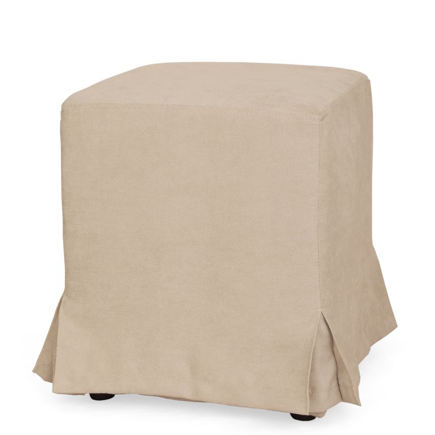 Husa taburet cube, crem, stofa, 38x45x38 cm
