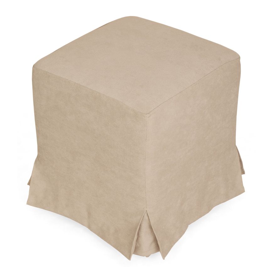 Husa taburet cube, crem, stofa, 38x45x38 cm