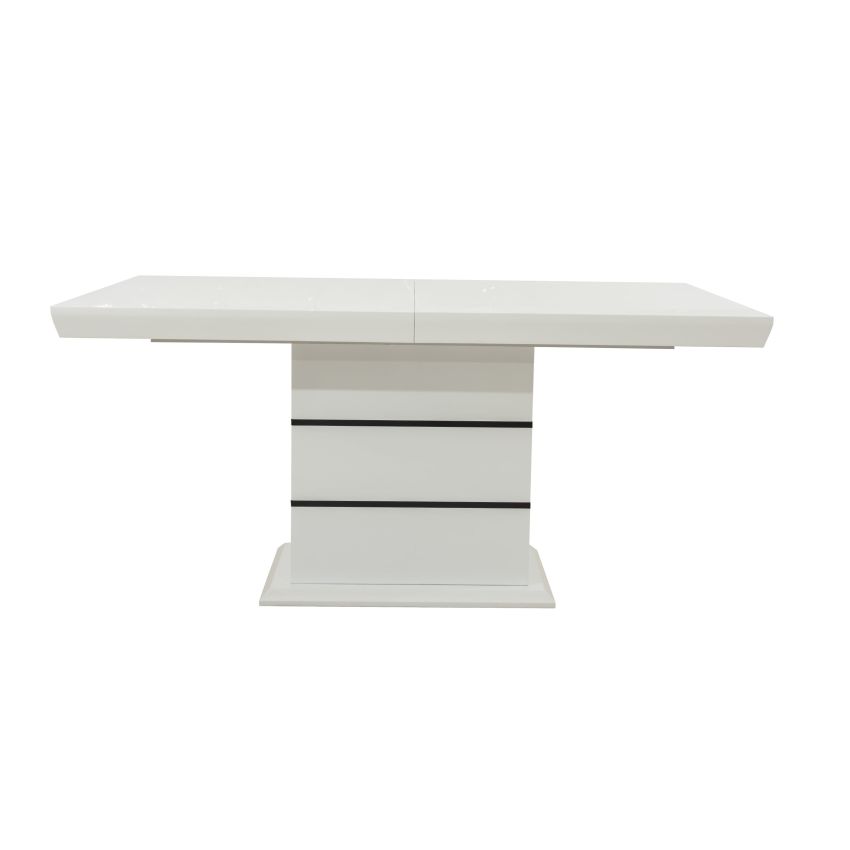 Masa extensibila 160x200 cm a1, alb/negru, lemn masiv de fag si blat din mdf