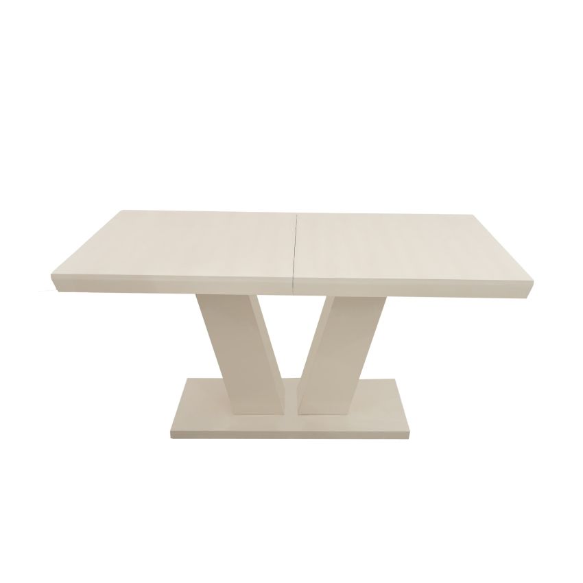 Masa extensibila v 160x75x90 cm, culoare crem, lemn masiv, blat din mdf