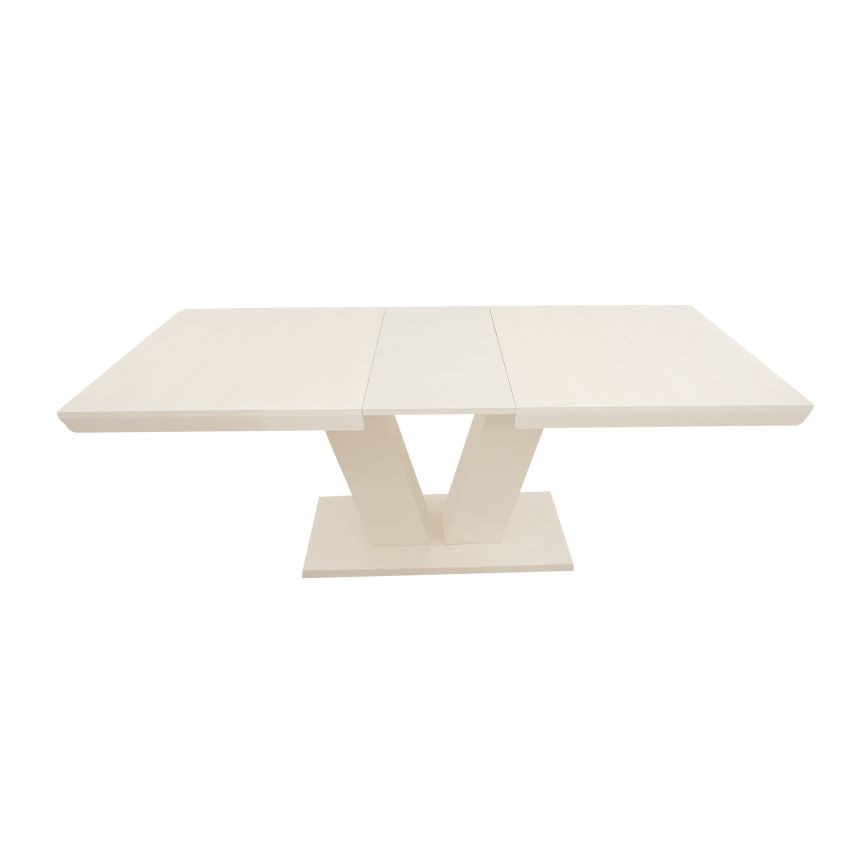 Masa extensibila v 160x75x90 cm, culoare crem, lemn masiv, blat din mdf