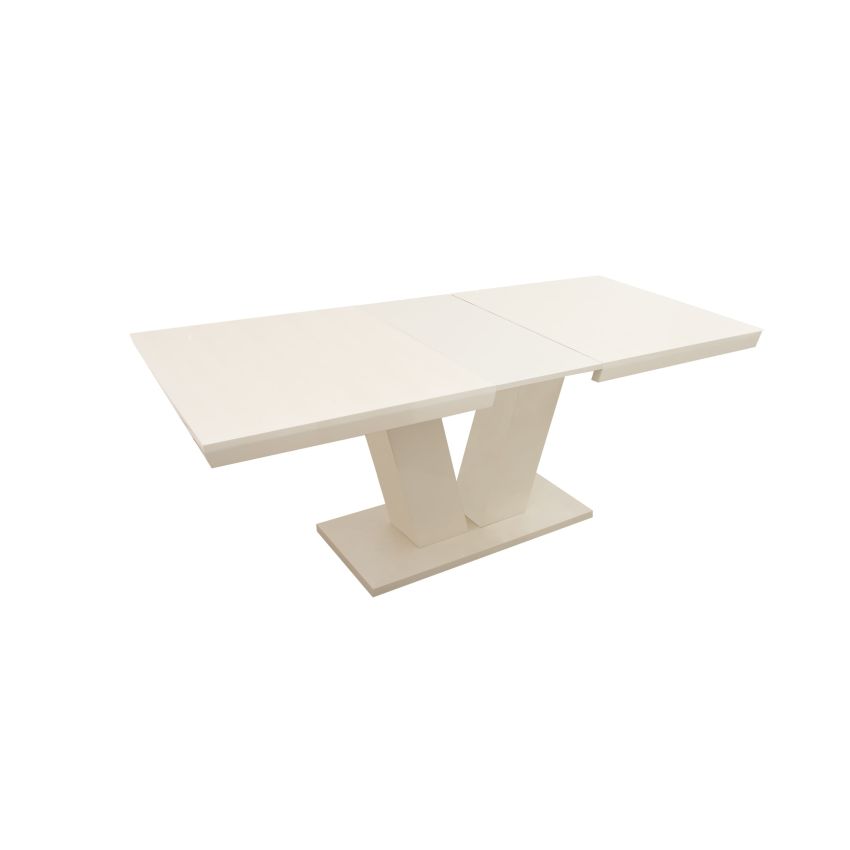 Masa extensibila v 160x75x90 cm, culoare crem, lemn masiv, blat din mdf