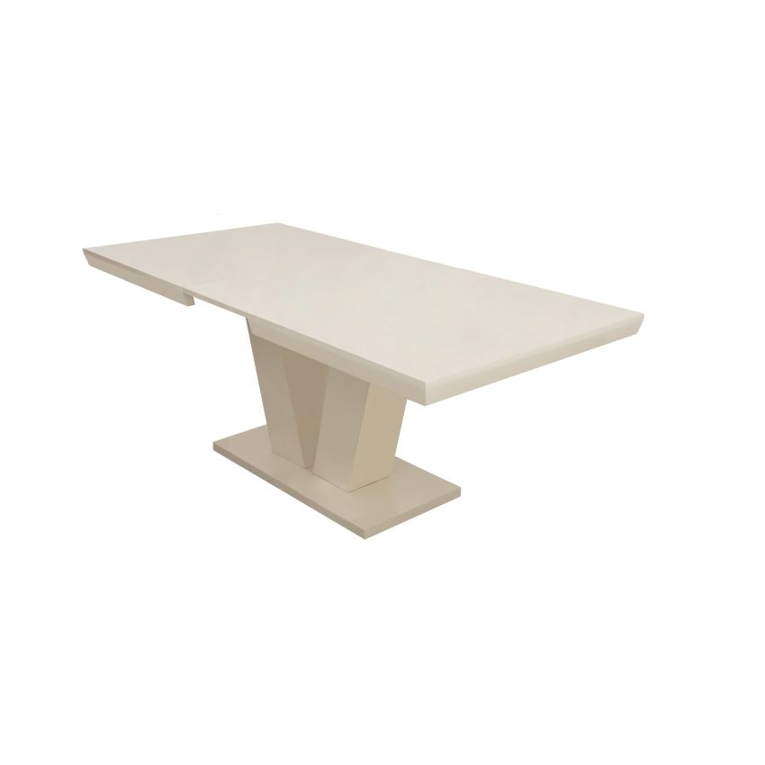 Masa extensibila v 160x75x90 cm, culoare crem, lemn masiv, blat din mdf