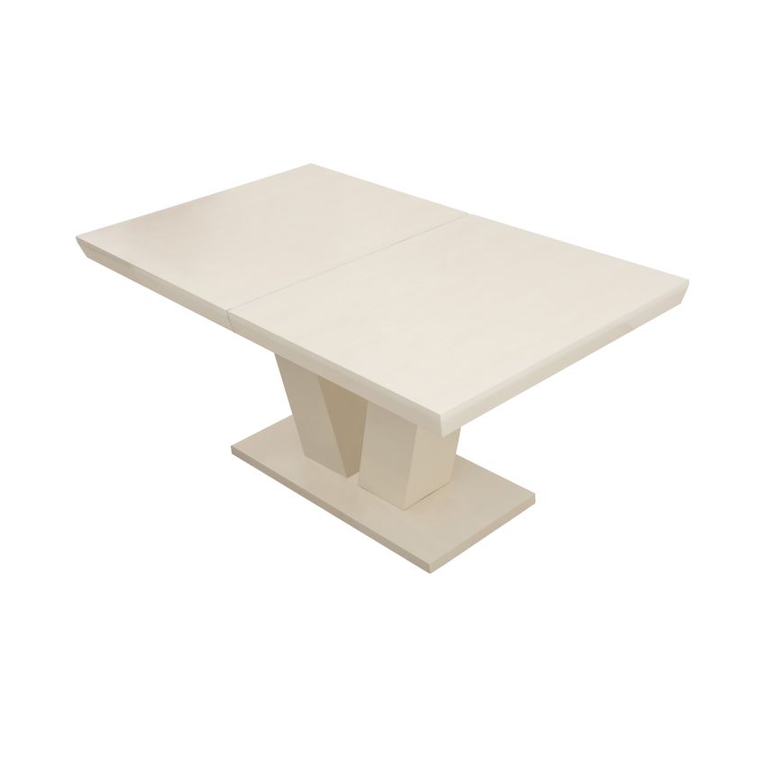 Masa extensibila v 160x75x90 cm, culoare crem, lemn masiv, blat din mdf
