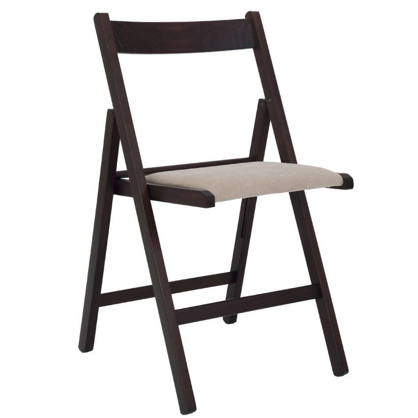 Scaun basic tapitat, cadru wenge, crem, stofa, 78.5×42.5×49 cm