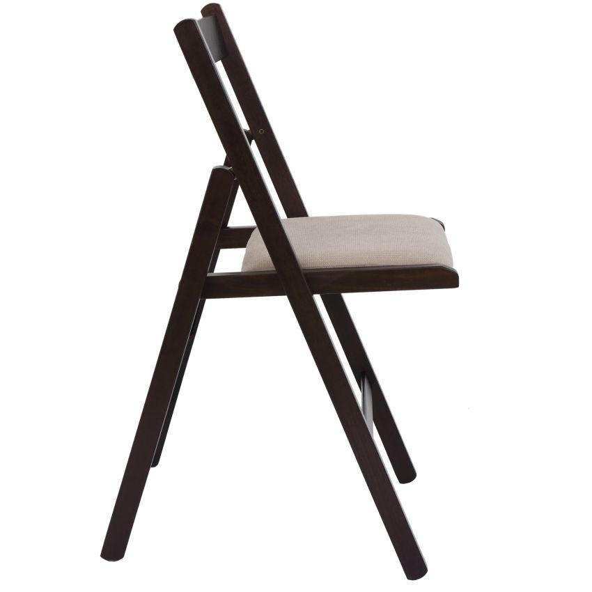 Scaun basic tapitat, cadru wenge, crem, stofa, 78.5×42.5×49 cm