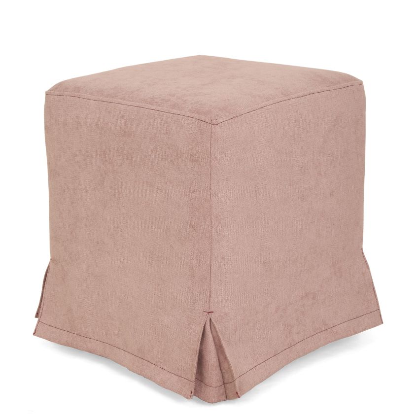 Taburet cube t, roz prafuit, stofa k, 45x38x38 cm