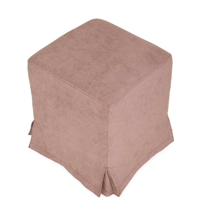 Taburet cube t, roz prafuit, stofa k, 45x38x38 cm