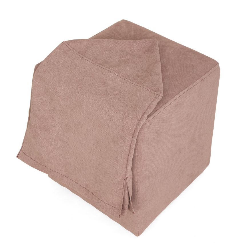 Taburet cube t, roz prafuit, stofa k, 45x38x38 cm