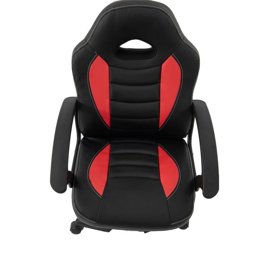 Scaun birou S-182, Negru Rosu, 55x99.5x56 cm, Piele Ecologica