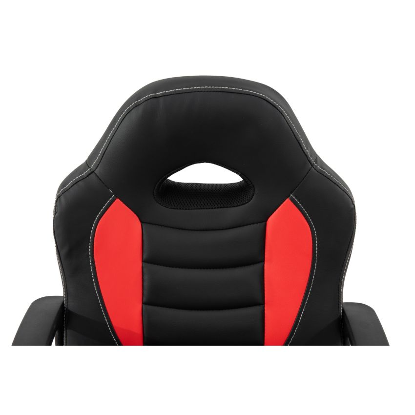 Scaun birou S-182, Negru Rosu, 55x99.5x56 cm, Piele Ecologica