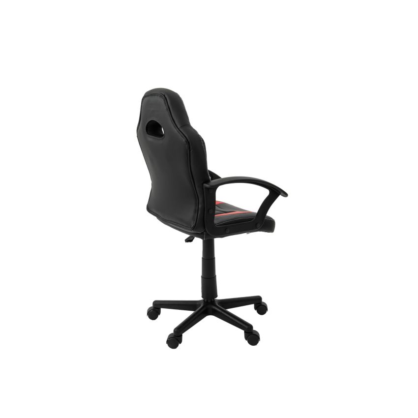 Scaun birou S-182, Negru Rosu, 55x99.5x56 cm, Piele Ecologica