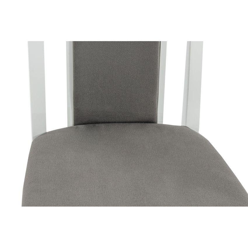 Scaun din lemn masiv de fag tapitat cu stofa zim standard petra grey, alb, tapiterie gri