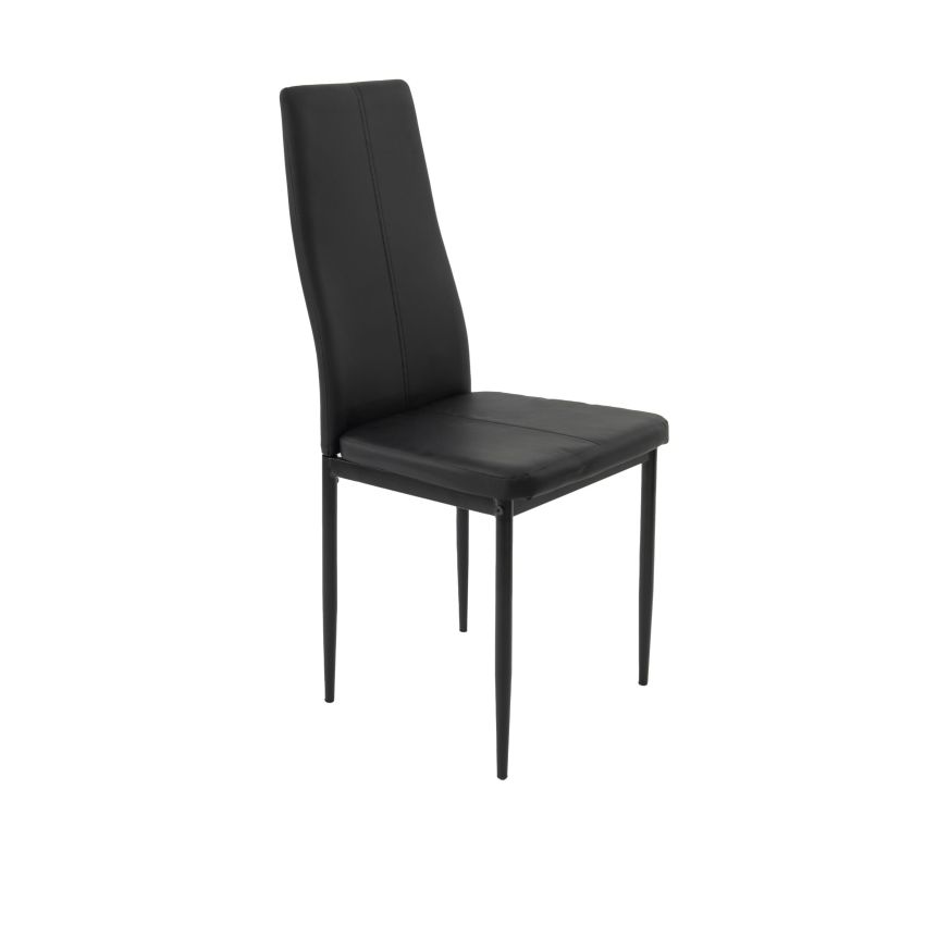 Scaun living tapitat cu piele ecologica, s-176, negru