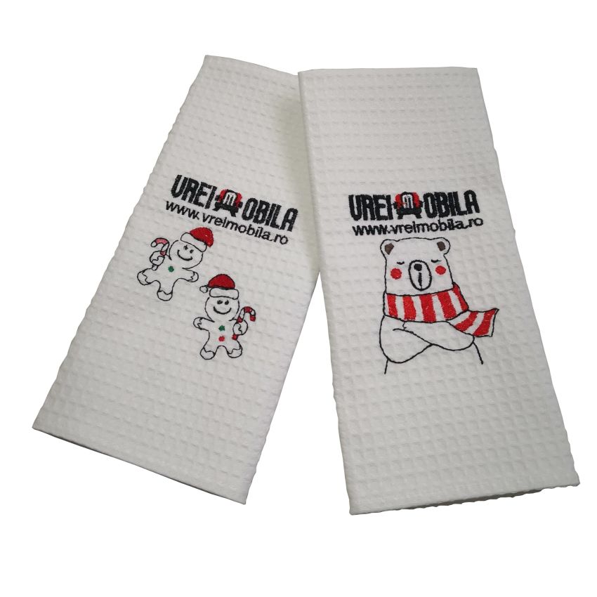 Set 2 prosoape bucatarie, model craciun, 40x60 cm