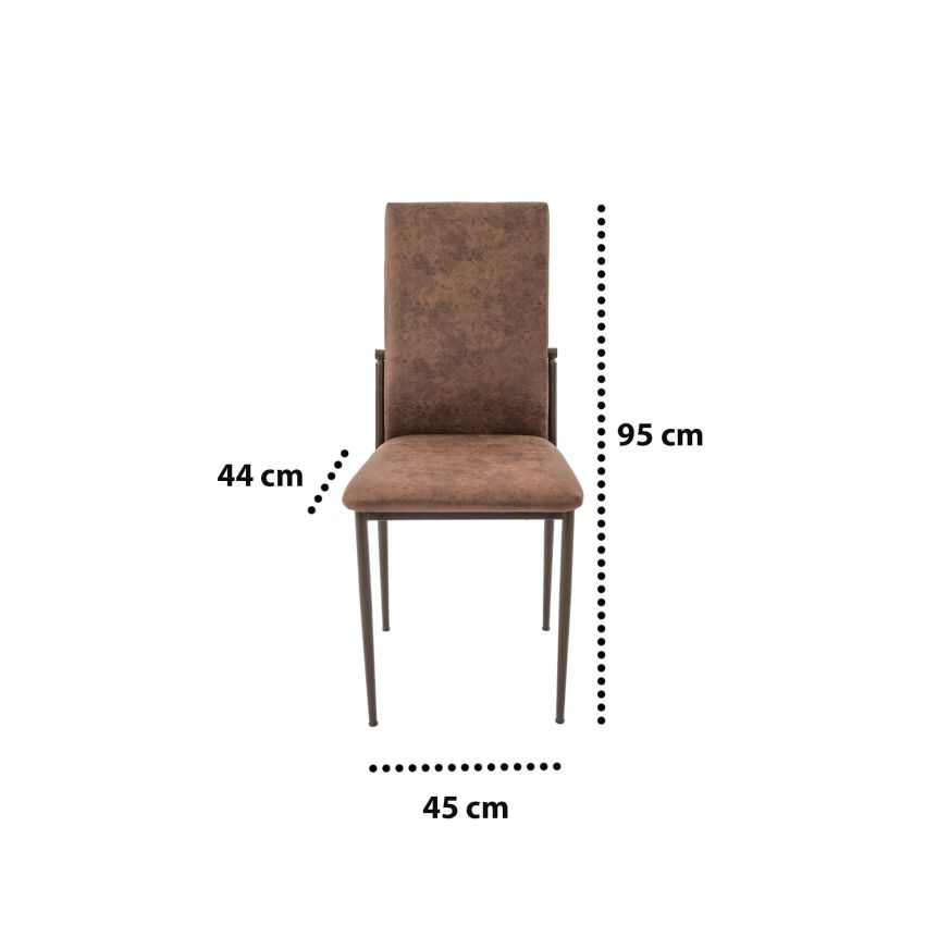 Set masa t110, mdf, crem, 110x70x75cm cu 4 scaune c669, maro inchis, 44x45x95 cm