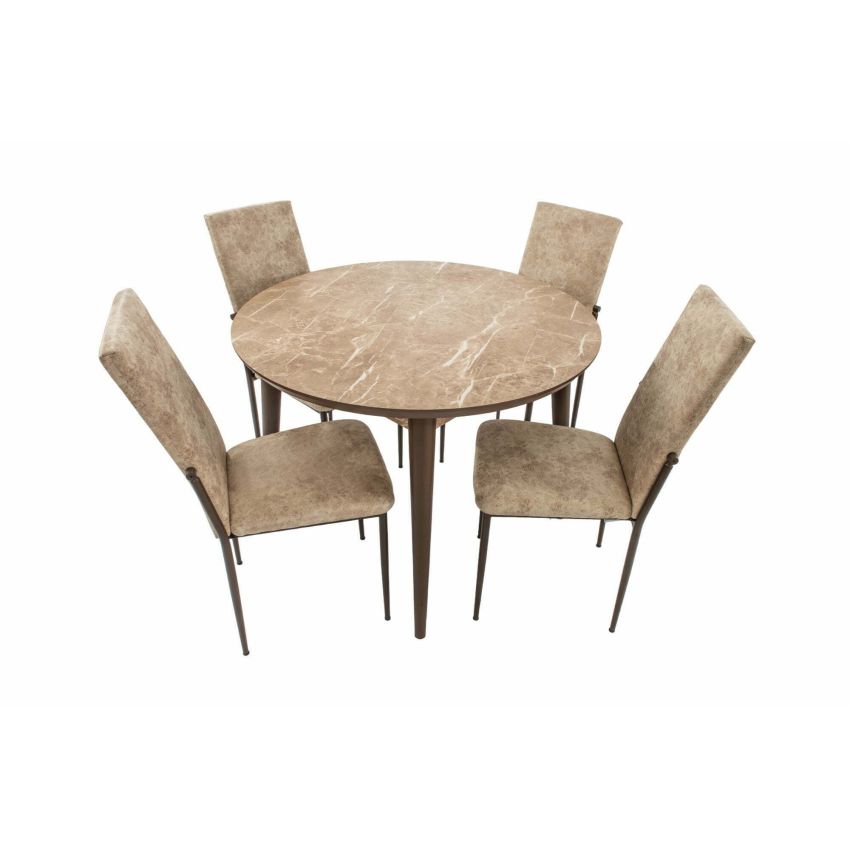 Set masa t210, mdf, maro deschis, 104x104x75 cm cu 4 scaune c669, maro deschis, 44x45x95 cm
