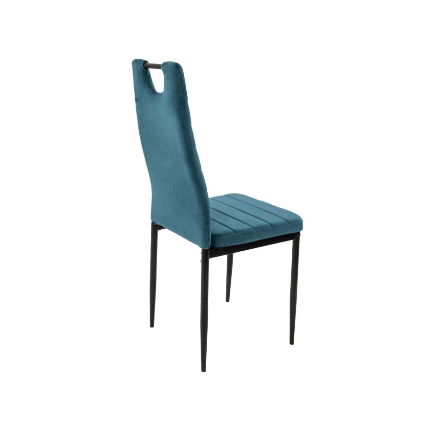 Set masa mb-84, sticla securizata, 140x76x80 cm, cu 4 scaune s-175 albastru, 58x98x48 cm