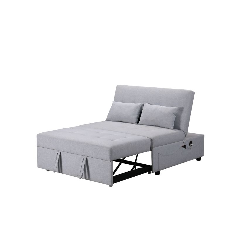 Canapea extensibila Cora, material textil, gri, 120x117x94 cm