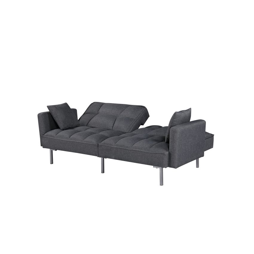 Canapea extensibila Eva, material textil, gri, 192x88x81 cm