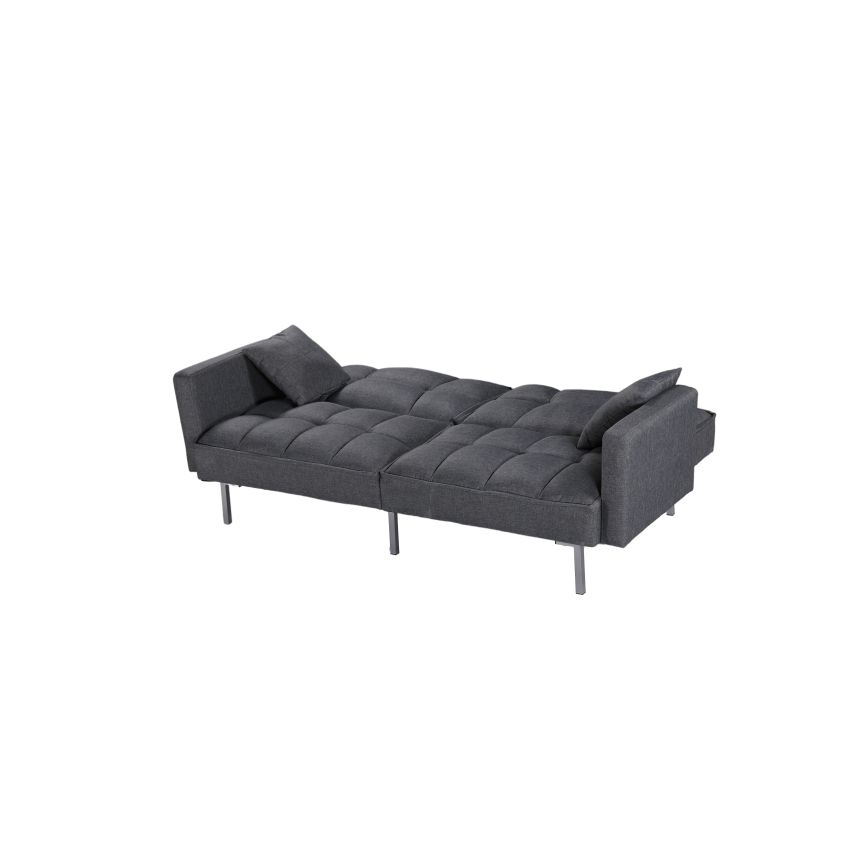 Canapea extensibila Eva, material textil, gri, 192x88x81 cm