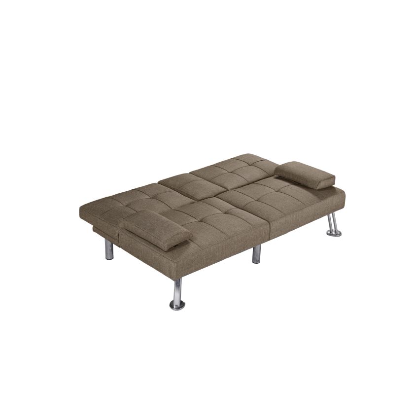 Canapea extensibila Petra, material textil, maro, 158x81x73 cm