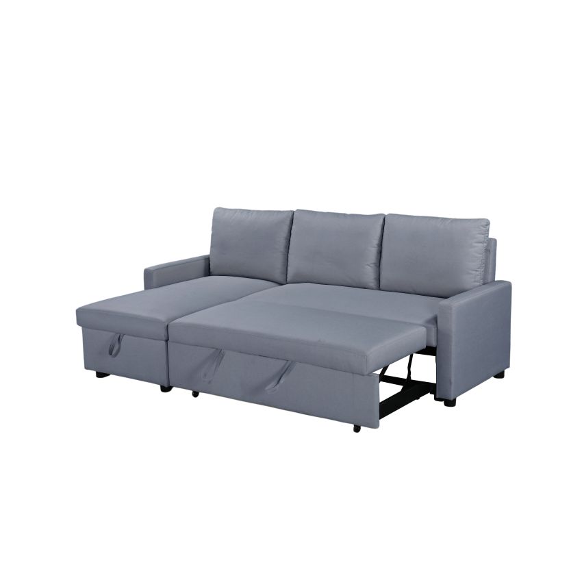 Coltar extensibil Ami, material textil, gri inchis, 203x130x88 cm