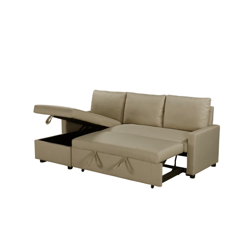 Coltar extensibil Ami, material textil, maro, 203x130x88 cm