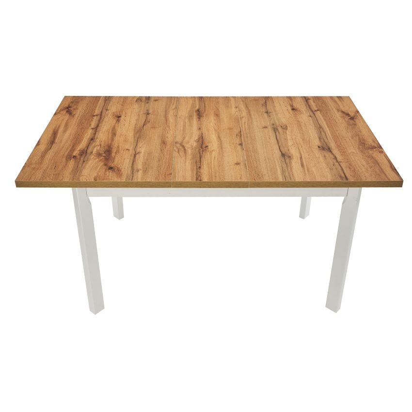 Set masa extensibila 120x150 cm cu 6 scaune tapitate, mb-13 max5 p si s-37 boss7 b 18a, wotan/bialy, lemn masiv de fag, stofa