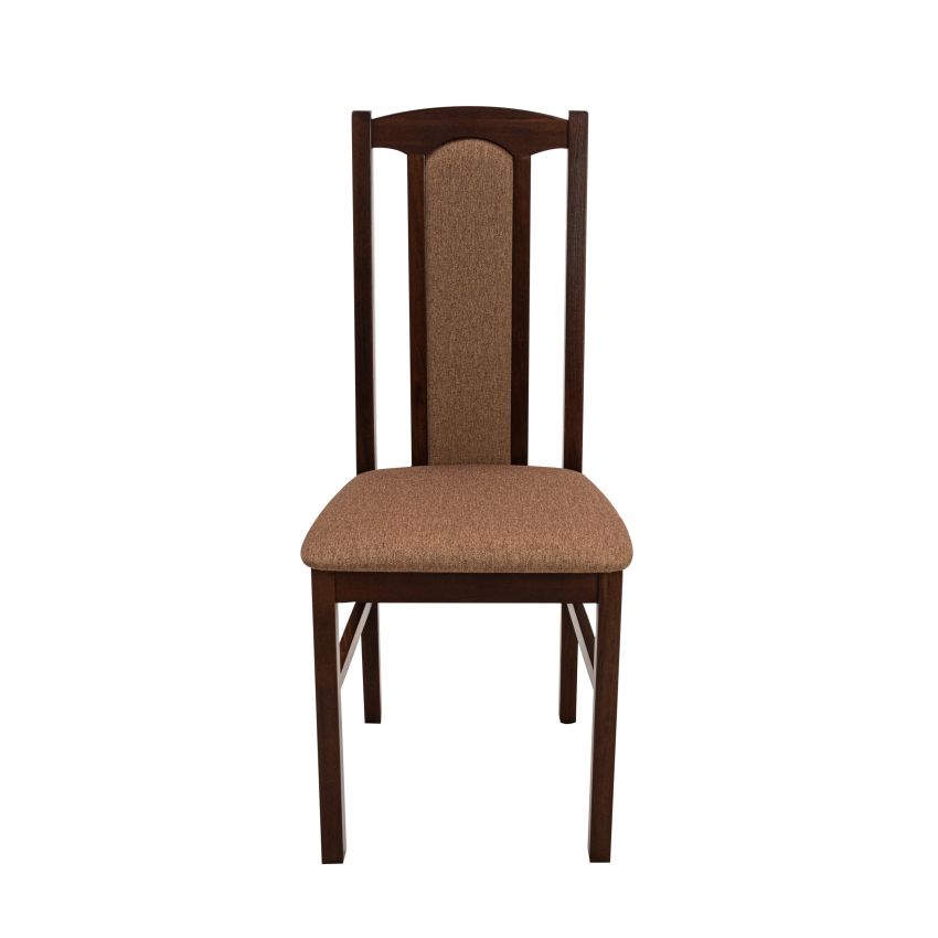 Set masa extensibila 140 x 180 cm cu 4 scaune tapitate, mb-21 modena1 si s-37 boss7 o15, nuc, lemn masiv de fag, stofa