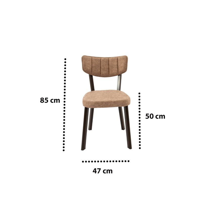Set masa extensibila t650, crem, 156x80x75 cm cu 4 scaune c650, 50x50x85 cm, crem