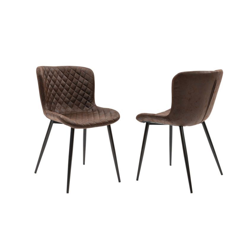 Set masa extensibila v 160x200 cm, lemn masiv alb/negru, blat din mdf cu 6 scaune dining s-153, tapiterie maro