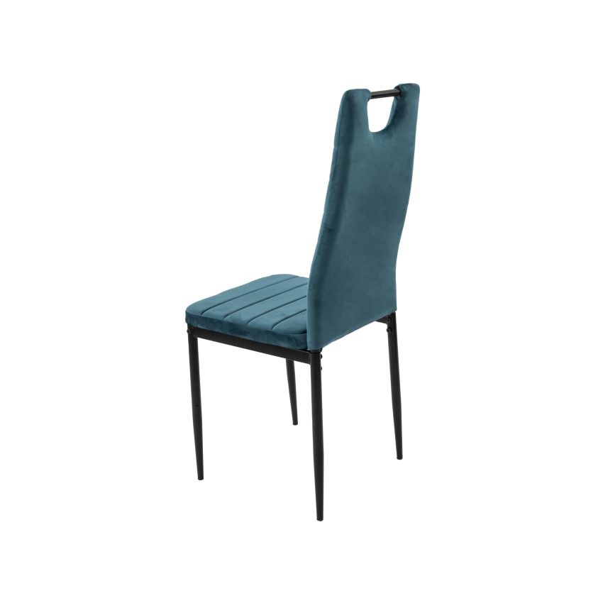 Set masa mb-83, sticla securizata, 100x76 cm, cu 4 scaune s-175 albastru, 58x98x48 cm