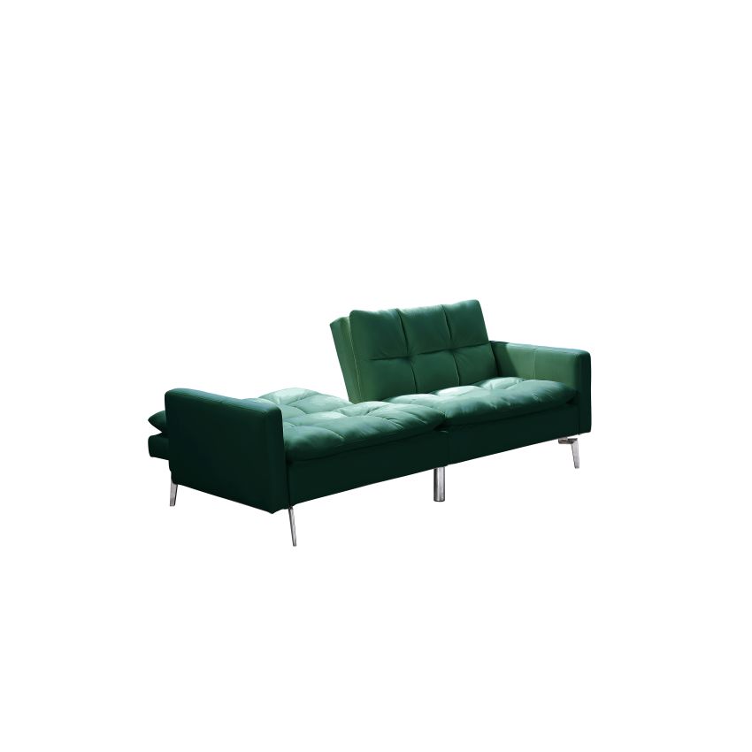 Canapea extensibila Zuni, material textil, verde, 204x91x85 cm