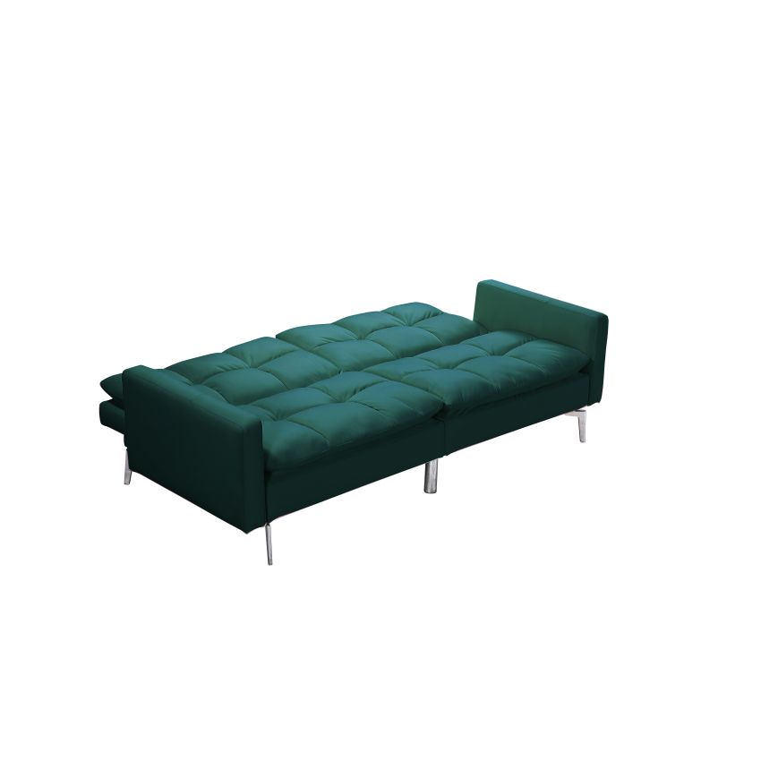 Canapea extensibila Zuni, material textil, verde, 204x91x85 cm